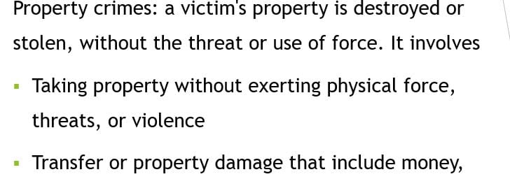 Literature Review - Summarize the literature you researched on Property crimes.