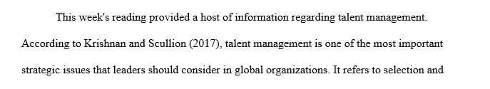 What are your recommendations to leadership in the strategic planning of talent management in today's global environment