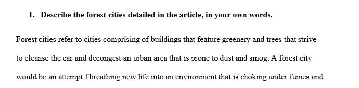 Where would you build forest cities in the United States and why