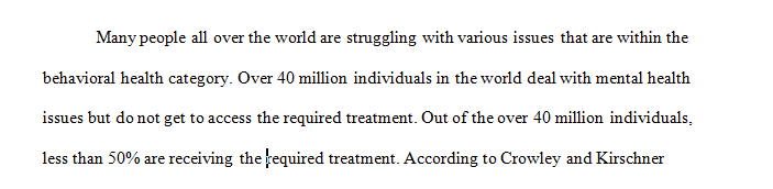 Analyze the graphs and figures noted and describe your findings in behavioral health.