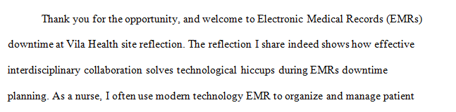 Create a 4 page reflection on an experience in which you collaborated interprofessionally