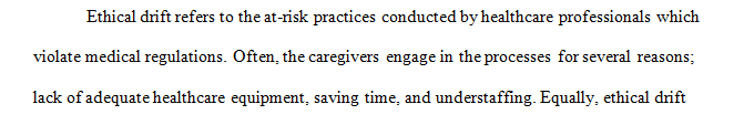 Describe an example of ethical drift that you have witnessed in your nursing practice.