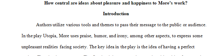 How central are ideas about pleasure and happiness to More’s work