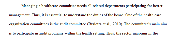 Identify the various committees of a HCO (Health Care Organization) board