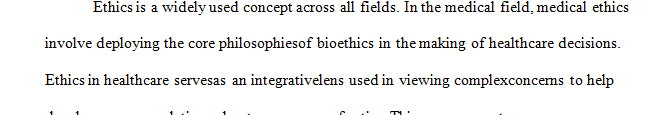 Select any topic of your preference related to Ethics in Health Care