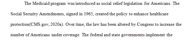 What legislation introduced Medicaid, and what are the funding sources for the program