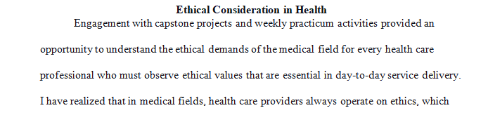 A reflective journal on Ethical consideration in health.