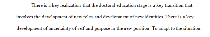 How are you adjusting to doctoral expectations, internalizing the role of the researcher, and developing a professional research identity