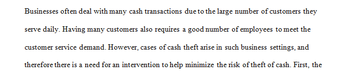 How can the risk of the theft of cash be minimized