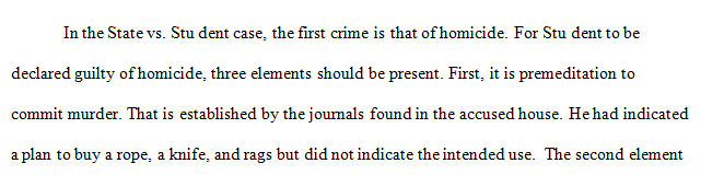 List the elements of each crime and the facts that establish each element.