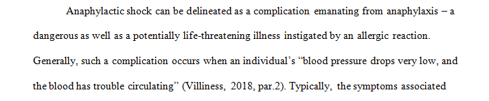 What symptoms are associated with anaphylactic shock and how the nurse differentiates these from other conditions or issues.