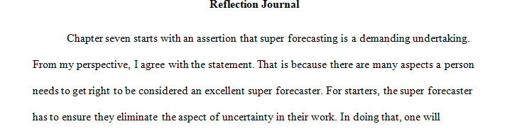 Write a reflective journal of the three most important take-aways contained in the chapters.