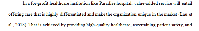 Articulate the meaning of value-added service as it pertains to patient care services