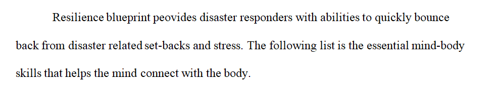 Develop a 5 item action list for improving resilience for disaster responders.