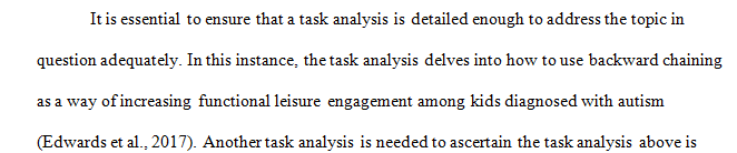 Develop a task analysis (minimum of 10 steps) on how to conduct a task analysis.