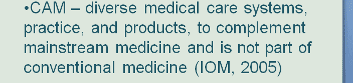 How did practitioners use the CAM and what therapies did they offer