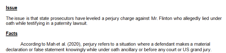 Prepare a Memorandum of Law addressing the concept of perjury.