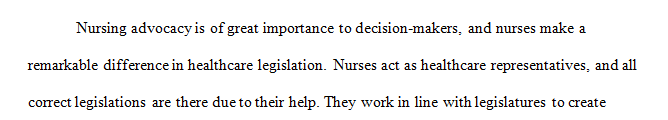 Research legislation that has occurred within the last 5 years at the state or federal level as a result of nurse advocacy.