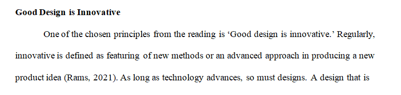 Select three of the ten principles noted for good design.