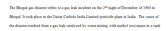 The 1984 Bhopal gas disaster(India) (written in a scholarly manner-scientific manner)