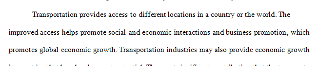 What are the most Significant Contributions that the Transportation Industry can provide for the Current Global Economy Dynamics