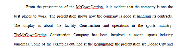 What three things stood out as a significant, impactful, new, or important from the presentation by McCown Gordon