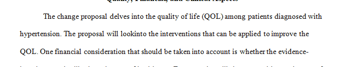 Clinical aspect that need to be taken into account for developing the evidence-based change proposal.