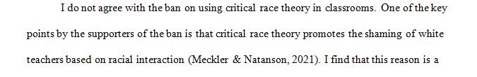 Do you agree or disagree with the ban on critical race theory in classrooms