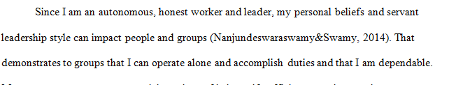 How could your personal values and personal model of servant leadership influence individual and group behavior