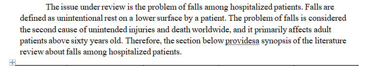 Prevention of fall among hospitalized patients. 