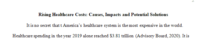 Select a current financial or economic issue in the health care industry.