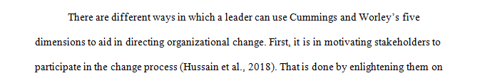 Select one of the following tools the nine steps in Ackerman and Anderson’s roadmap for change