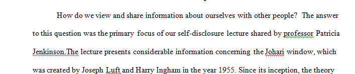 The Johari window is one of the most well-known theories for understanding self-disclosure.