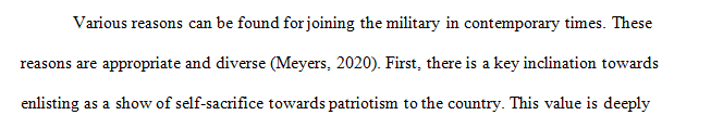 What are some of the reasons based upon one may join up the military today