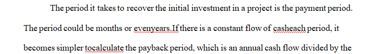 What is each project's payback period 