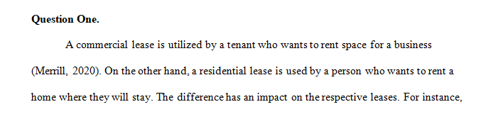 What is the distinction between a commercial and a residential lease