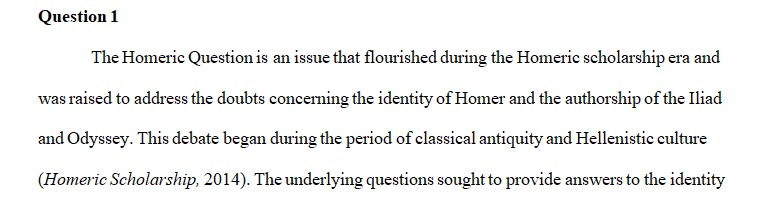 What is the so-called Homeric Question and what is the main debate between the Analytic and the Unitarian schools