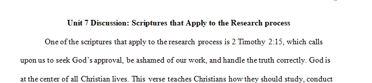 Which scriptures do you think are most relevant to the research process