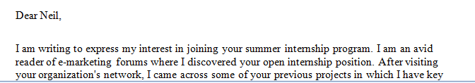 Write a cover letter to the company of your target job/internship focusing on the two competencies/skills you currently possess