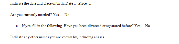 Your supervising attorney has requested you prepare a new Client Intake Questionnaire.