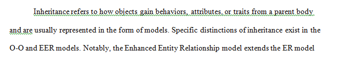 Compare inheritance in the EER model to inheritance in the OO model