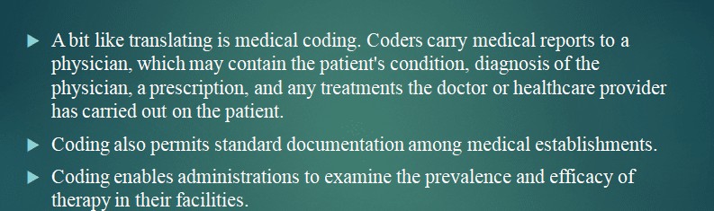 Create a PowerPoint presentation to illustrate the purpose and key points of medical coding