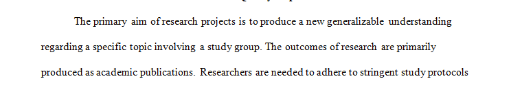 Describe the difference between research and quality improvement.