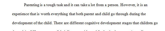 Describe the stage of cognitive development of the child in each ...