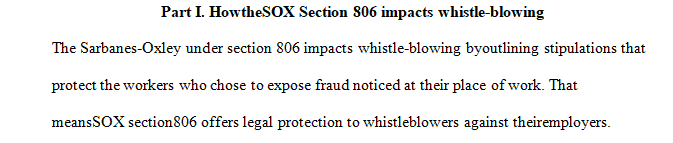 How does SOX Section 806 impact whistleblowing