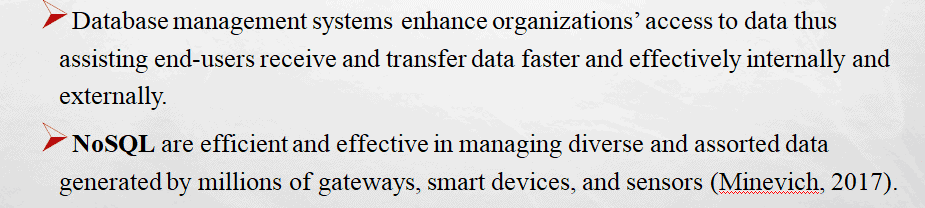 Present the argument to the Falcon Security CEO that switching to a more dynamic database structure (NoSQL real-time database) will meet the demands of IoT.