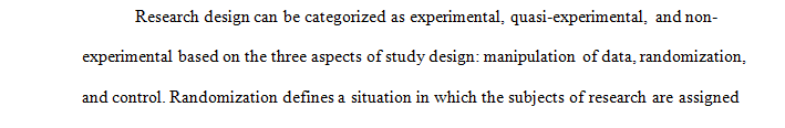 Provide an example of experimental quasi-experimental and nonexperimental research from the GCU Library 