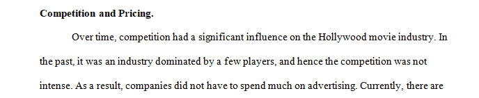 Research Paper about the Hollywood movie industry.