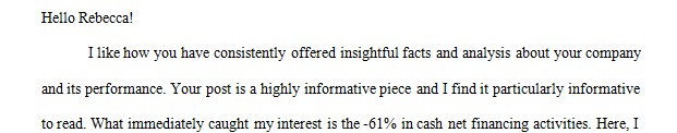  There were major changes in categories related to the balance sheet income statement and the cash flow statement.