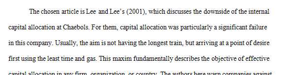 First, use the University of Arizona Global Campus Library to research an article on capital allocation; many articles are available in the library.